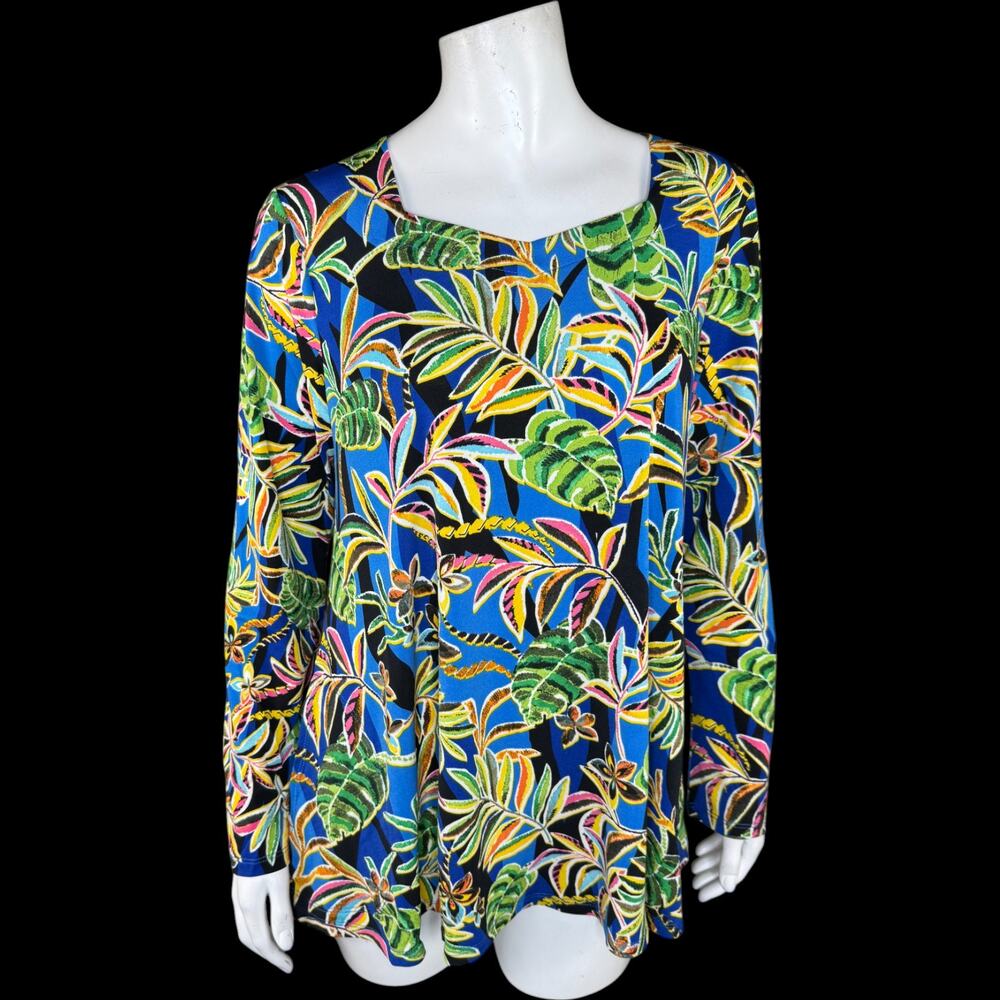 Attitudes by Renee Regular Como Jersey Sweatheart Tunic Floura‎ Tropics XS NWT